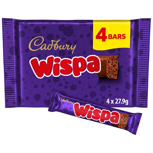 Cadbury Wispa Chocolate Bar 4 Pack Multipack