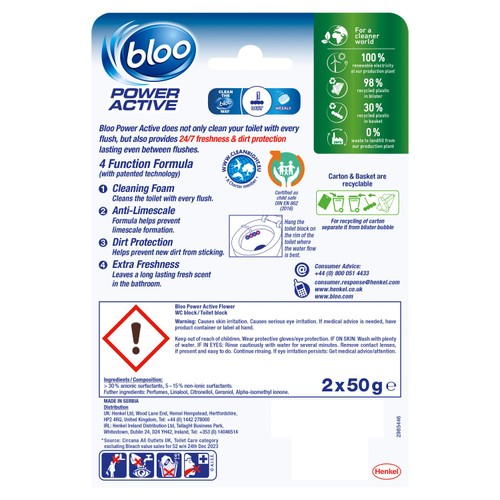 Bloo Power Active Flowers Twin Toilet Rim Block thumbnail 2