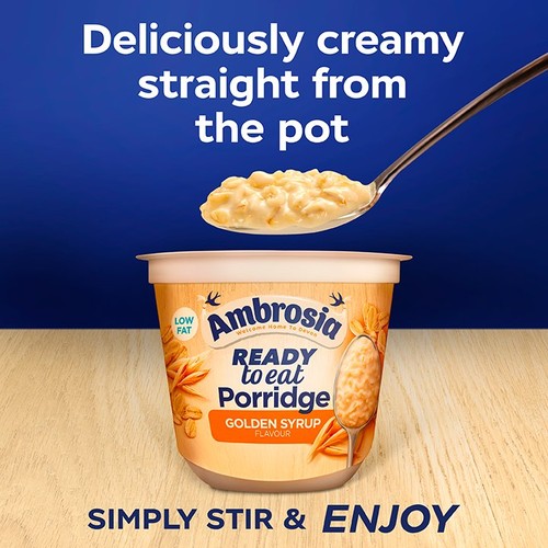 Ambrosia Ready to Eat Porridge Oat Cereal Pot Golden Syrup 210g thumbnail 3