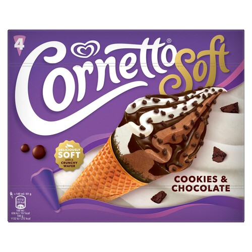 Cornetto Soft Cookies & Chocolate Ice Cream Cones 4 x 140ml thumbnail 5