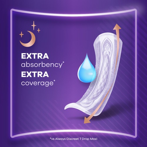 Always Discreet Pads Maxi Night Incontinence Bladder Weakness 12 Pack thumbnail 2