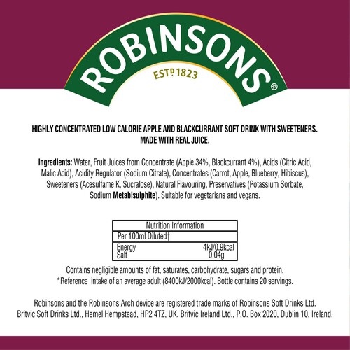 Robinsons Mini Apple & Blackcurrant On-The-Go Squash thumbnail 3