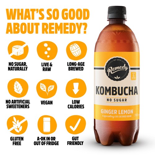Remedy Kombucha Ginger Lemon 700ml thumbnail 3