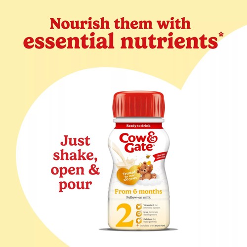Cow & Gate 2 Follow On Baby Milk Formula Liquid Ready to Feed 6-12 Months thumbnail 2