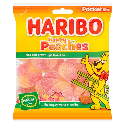 HARIBO Happy Peaches Halal Jelly Sweets Sharing Bag 100g