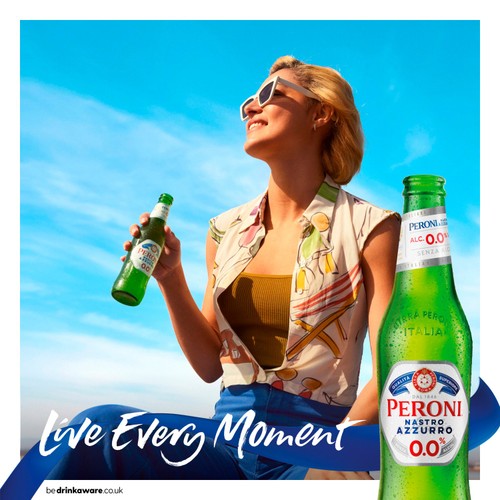 Peroni Nastro Azzurro Alcohol Free 0% Beer Lager Bottles 4x330ml thumbnail 4