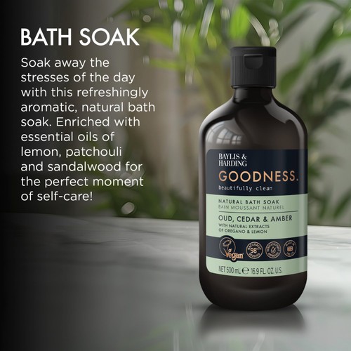 Baylis & Harding Goodness Oud, Cedar & Amber Bath Soak 500ml thumbnail 3