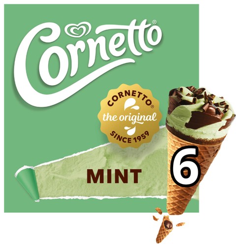 Cornetto Mint Ice Cream Cones 6 x 90ml