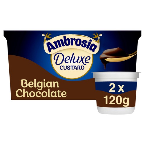 Ambrosia Deluxe Belgian Chocolate Custard Dessert Snack Pots 2 x 120g
