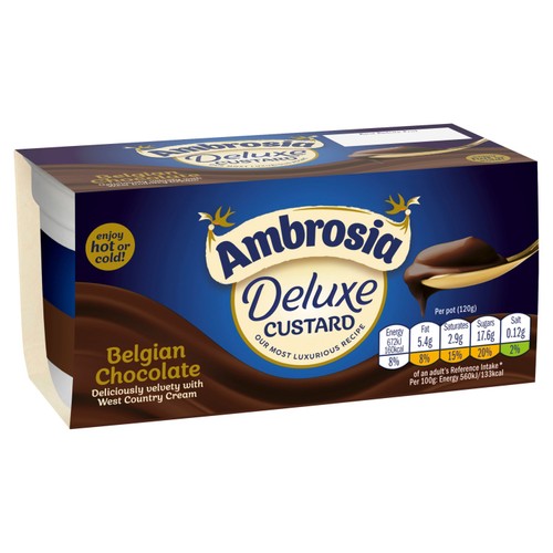 Ambrosia Deluxe Belgian Chocolate Custard Dessert Snack Pots 2 x 120g thumbnail 2