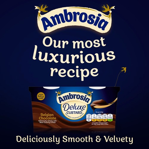Ambrosia Deluxe Belgian Chocolate Custard Dessert Snack Pots 2 x 120g thumbnail 3