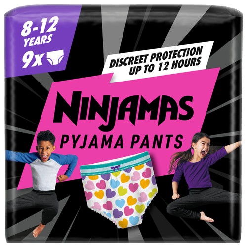 Pampers Ninjamas Pyjama Pants Unisex Hearts, 8 - 12 Years, 9 Pyjama Pants