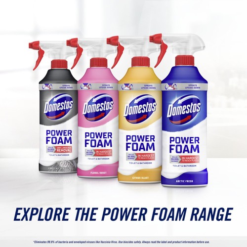 Domestos Power Foam Toilet & Bathroom Cleaner Arctic Fresh 450ml thumbnail 5
