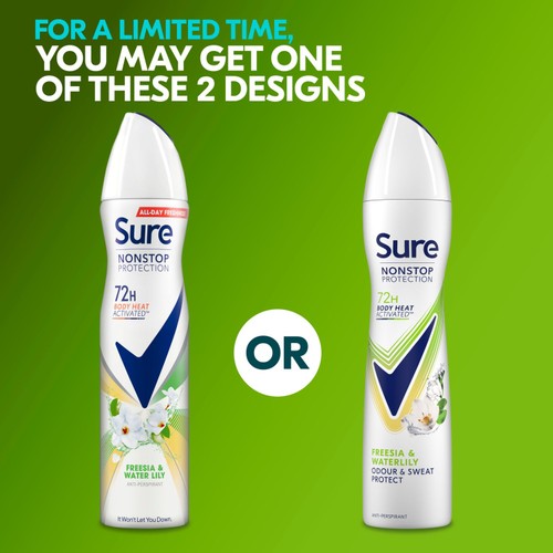 Sure Antiperspirant Deodorant Nonstop Freesia & Waterlily 250ml thumbnail 3