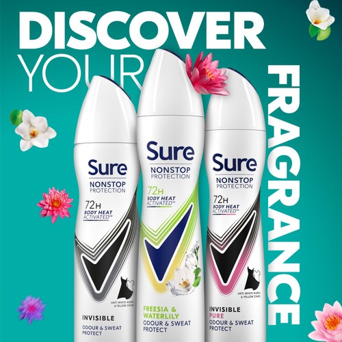 Sure Antiperspirant Deodorant Nonstop Freesia & Waterlily 250ml thumbnail 6