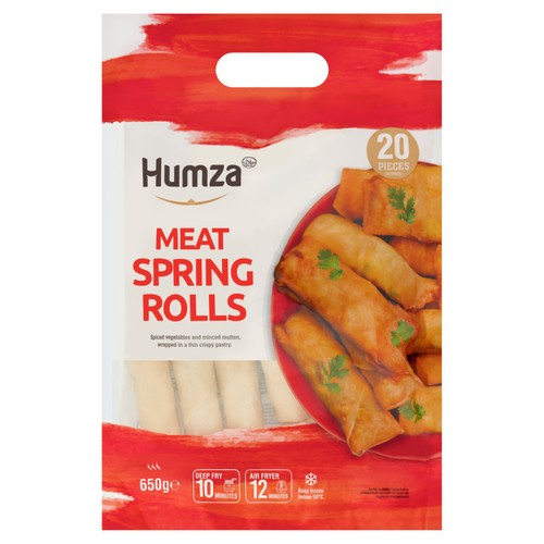 Humza 20 Piece Frozen Meat Spring Rolls 650g