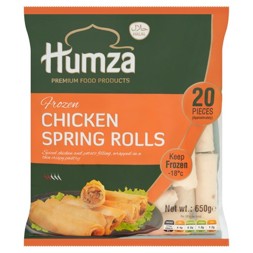 Humza 20 Piece Frozen Chicken Spring Rolls 650g