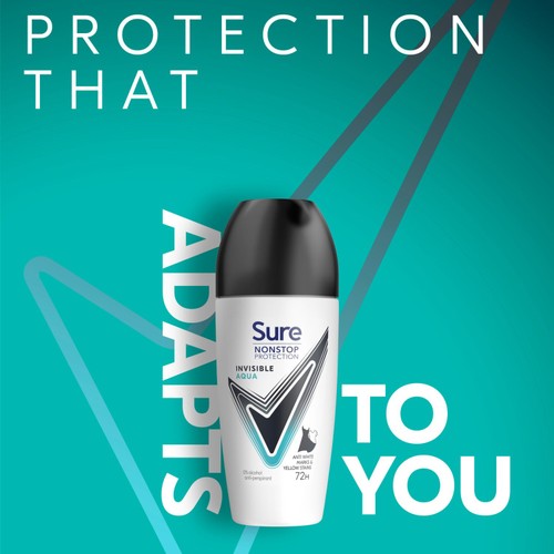 Sure Antiperspirant Deodorant Roll On Nonstop Invisible Aqua 50ml thumbnail 2