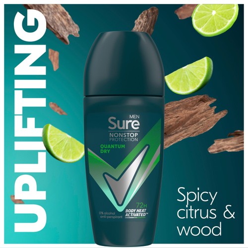 Sure Men Antiperspirant Deodorant Roll On Nonstop Quantum Dry 50ml thumbnail 3
