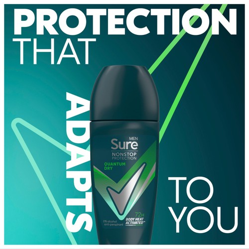 Sure Men Antiperspirant Deodorant Roll On Nonstop Quantum Dry 50ml thumbnail 4
