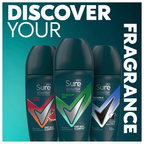 Sure Men Antiperspirant Deodorant Roll On Nonstop Quantum Dry 50ml thumbnail 5
