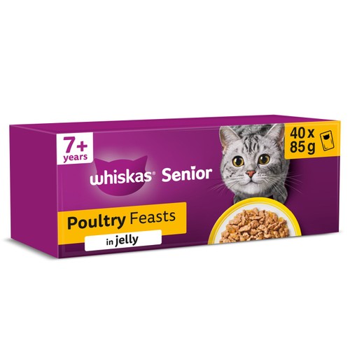 Whiskas 7+ Senior Wet Cat Food Poultry Feasts in Jelly
