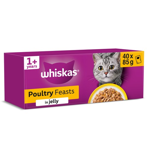 WHISKAS 1+ Cat Pouches Poultry Feasts in Jelly