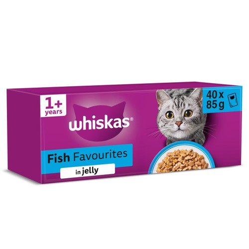 Whiskas 1+ Adult Wet Cat Food Pouches Fish Favourites in Jelly
