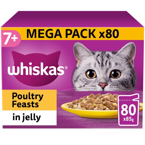 Whiskas Senior 7+ Poultry Feasts Pouches in Jelly 80x85g