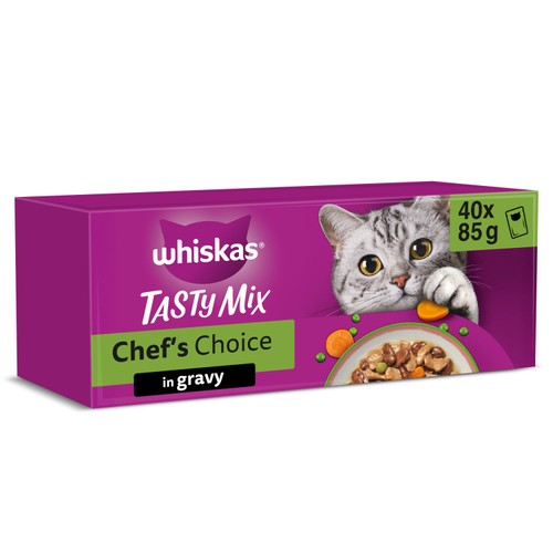 Whiskas 1+ Cat Pouches Tasty Chef mix with Veg in Gravy