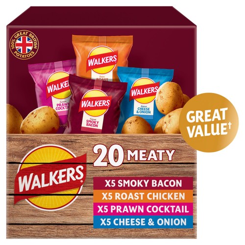 Walkers Meaty Variety Multipack Crisps Box 20 x 25g thumbnail 2