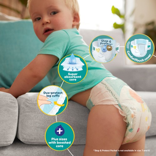 Pampers Baby-Dry Size 4, 84 Nappies, 9kg-14kg, Jumbo+ Pack thumbnail 3