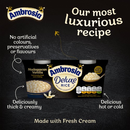 Ambrosia Deluxe Madagascan Vanilla Rice Pudding Dessert Snack Pots 2 x 110g thumbnail 4
