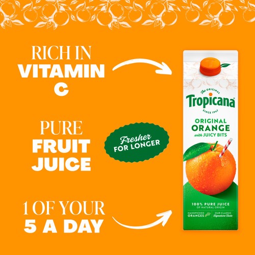 Tropicana Long Life Pure Original Orange Fruit Juice 850ml thumbnail 2
