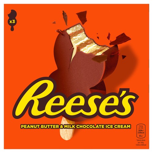 Reeses Milk Chocolate & Peanut Butter Ice Cream Sticks 3 x 80ml