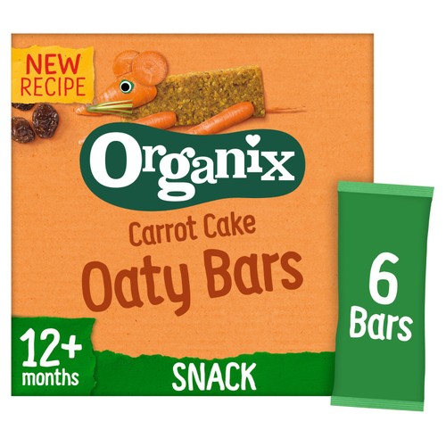 Organix Carrot Cake Oaty Bars Organic Toddler Snacks Multipack 6x23g