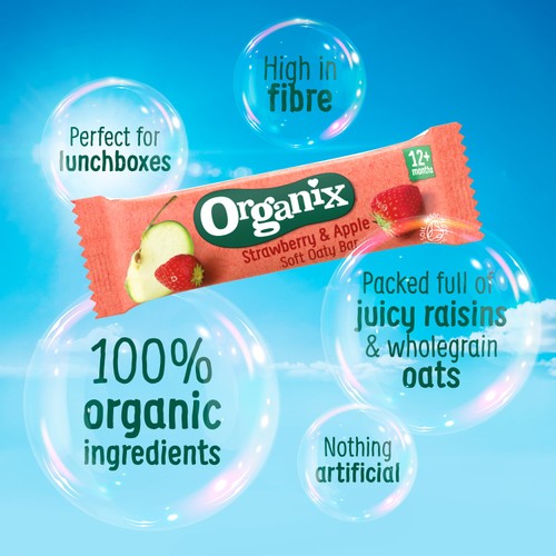 Organix Strawberry & Apple Oaty Organic Bars Toddler Snacks Multipack 6x23g thumbnail 6