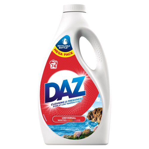 Daz Liquid Laundry Detergent 2.442ML 74 Washes, Whites & Colours