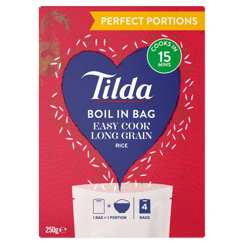 Tilda Long Grain Rice Boil In Bag 4 x 62.5g