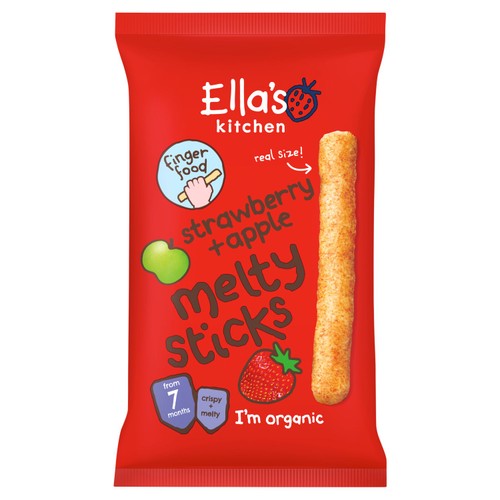 Ella's Kitchen Organic Melty Sticks Strawberry + Apple 7m+