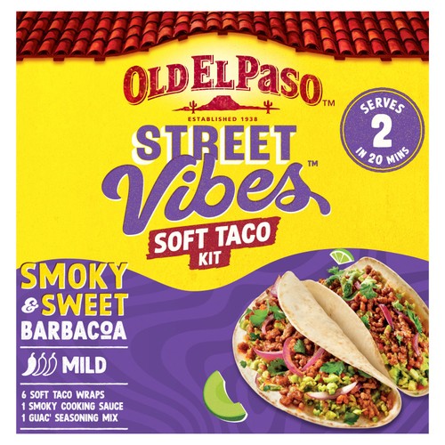 Old El Paso Mexican Street Vibes Smoky & Sweet Barbacoa Soft Taco Kit 255g