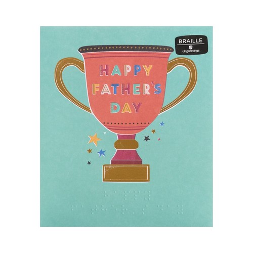 Fathers Day Card Braille Trophy