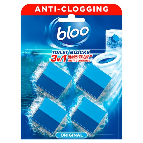 Bloo 2in1 In-Cistern Original Blue Toilet Blocks 4 x 50g (200g)