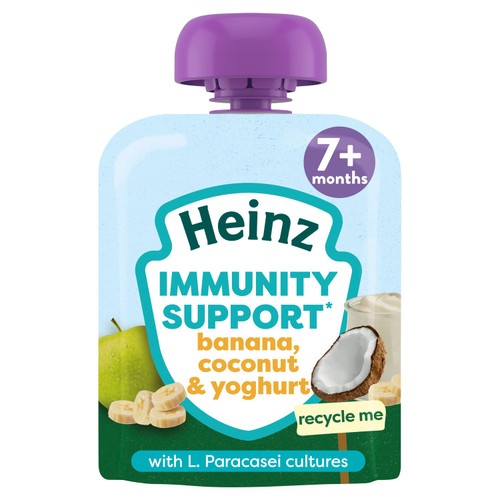 Heinz Immunity Support Baby Pouches, Peach & Yoghurt with Apple 6m+