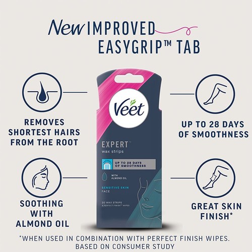 Veet Expert Wax Strips Face Sensitive   20 pack thumbnail 3