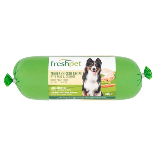 Freshpet Dog Roll Tender Chicken Recipe With Peas & Carrots