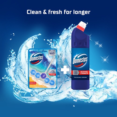 Domestos Power 5 Toilet Rim Block Ocean 50g thumbnail 4