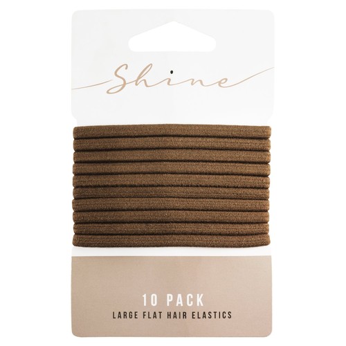 Shine Large Flat Hair Elastics Brown