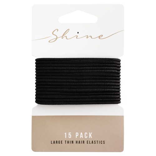 Shine Large Thin Hair Elastics Black