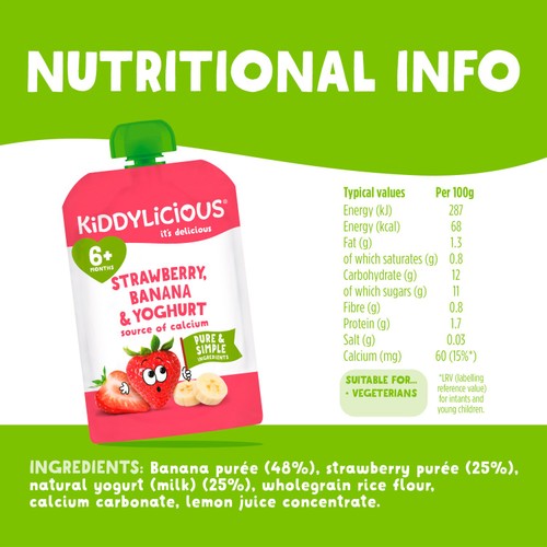 Kiddylicious Strawberry & Banana Yoghurt Pouch  thumbnail 3